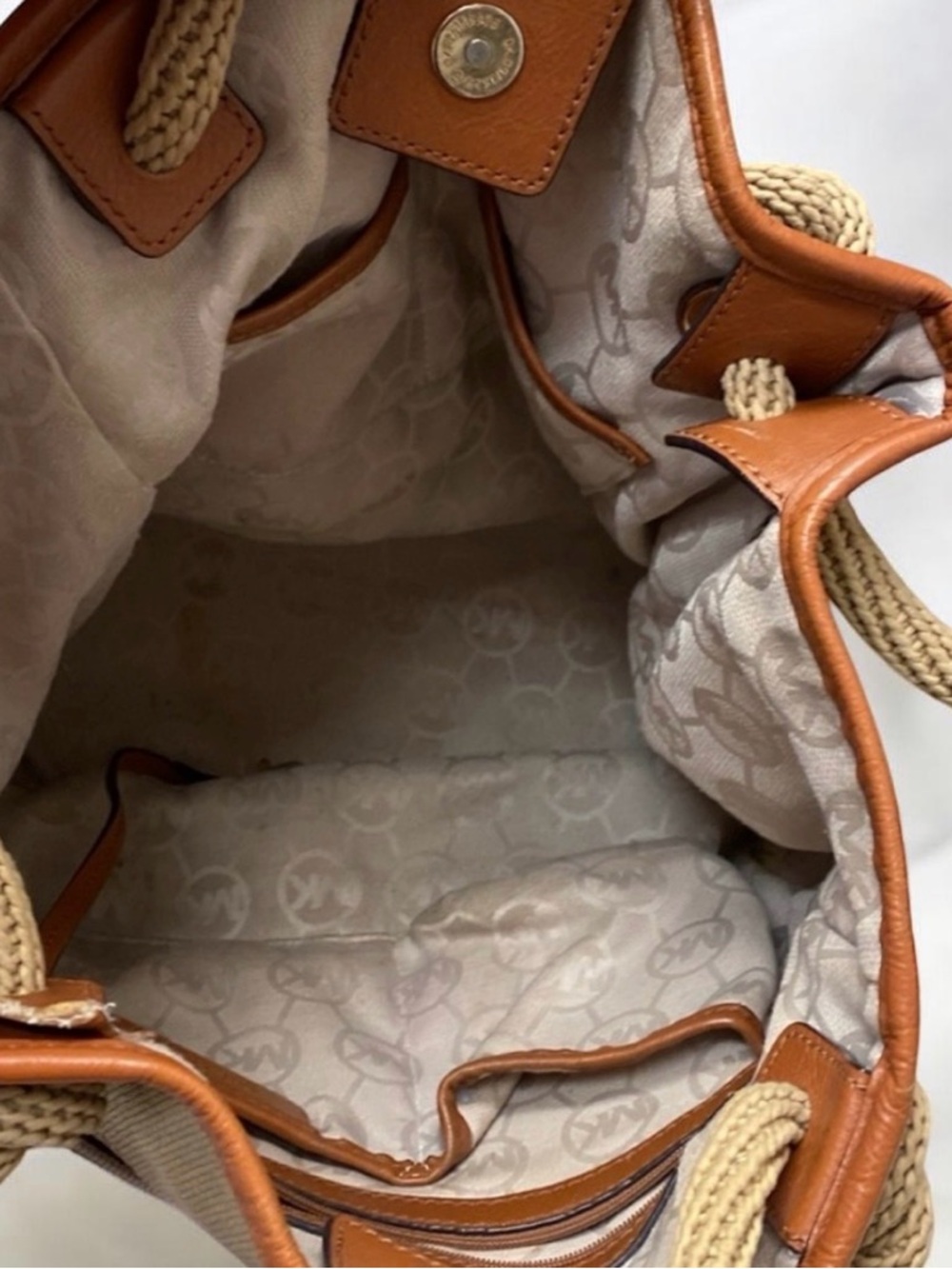 Michael Kors Marina Large Metallic Gold Canvas Tote - Nautical Rope - Picture 3 of 8
